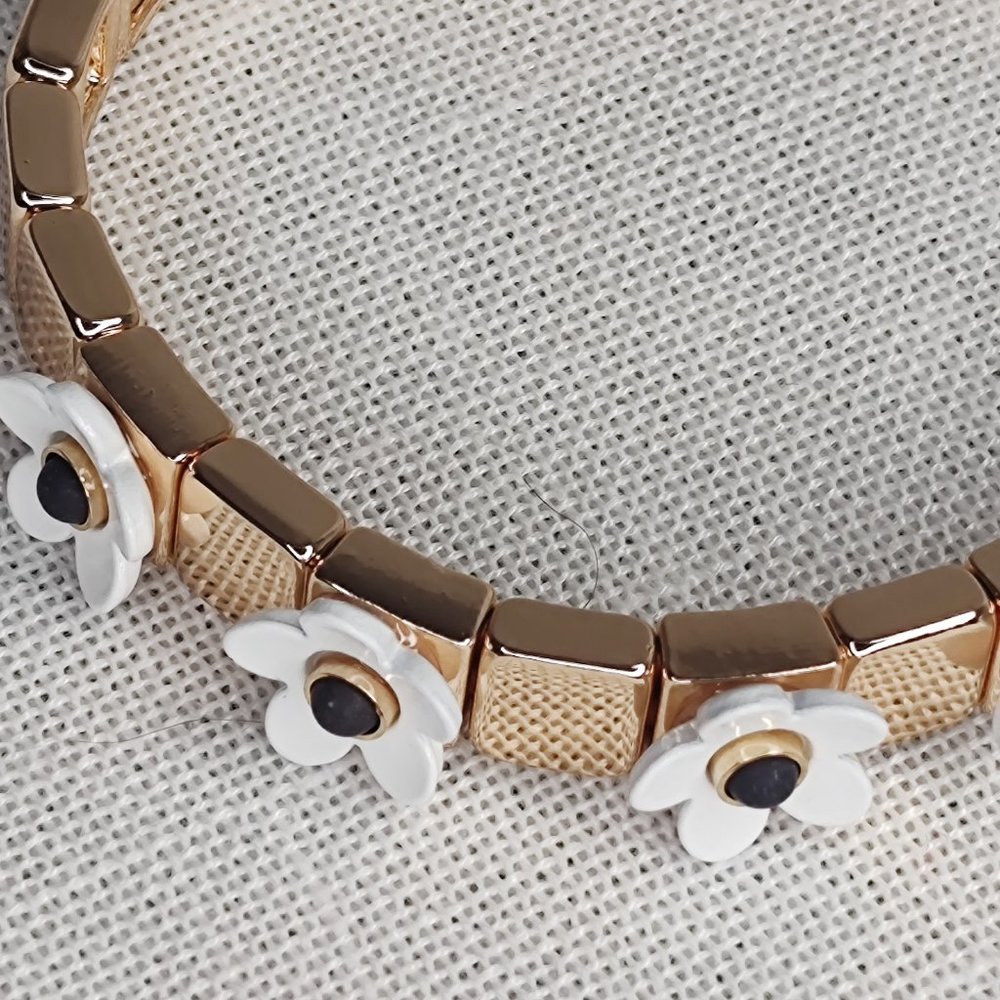 BEN-AMUN Bracelet Gold Plated Flower Stretch Made In USA - Picture 11 of 13